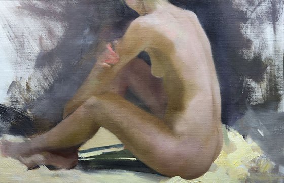 Original Nude Painting - " Sitting on the Sun "