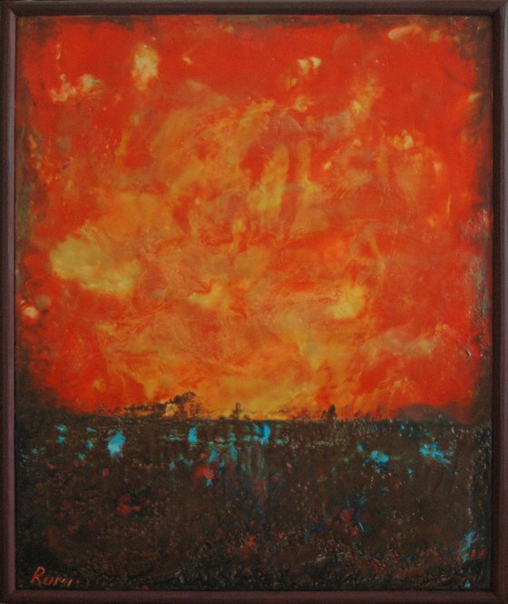 "Imaginary Sunset". Encaustic