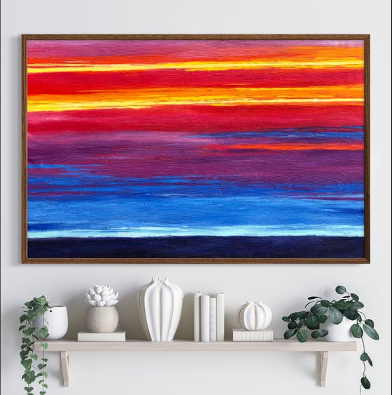 Colourful mood , abstract colourful painting on canvas, abstract landscape painting