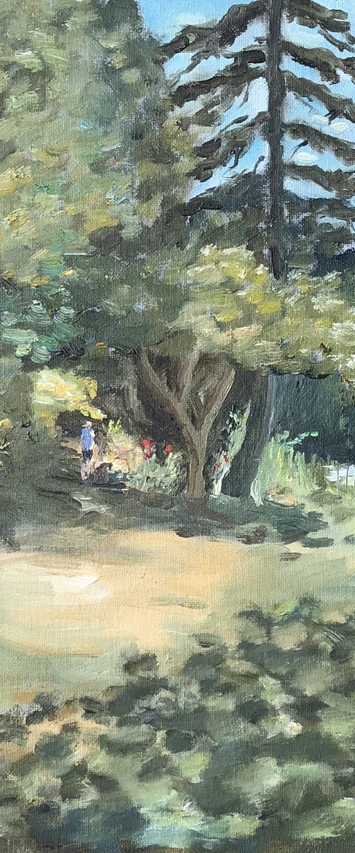 Riverside walk, an original oil painting. by Julian Lovegrove Art