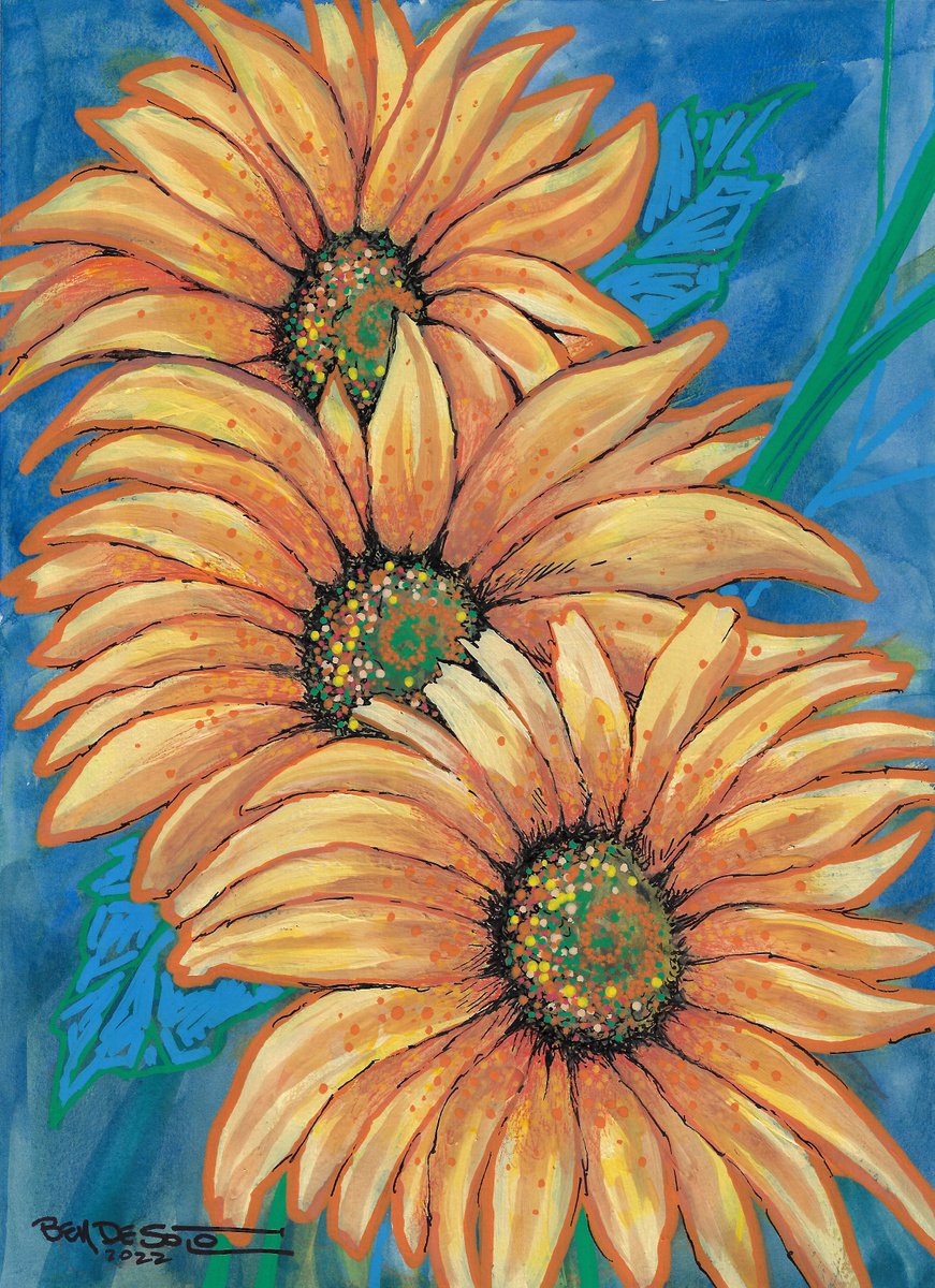 Peace and Freedom Sunflowers by Ben De Soto