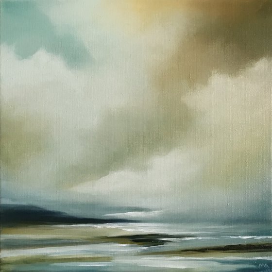 Beyond The Falling Skies - Original Seascape Oil Painting on Stretched Canvas