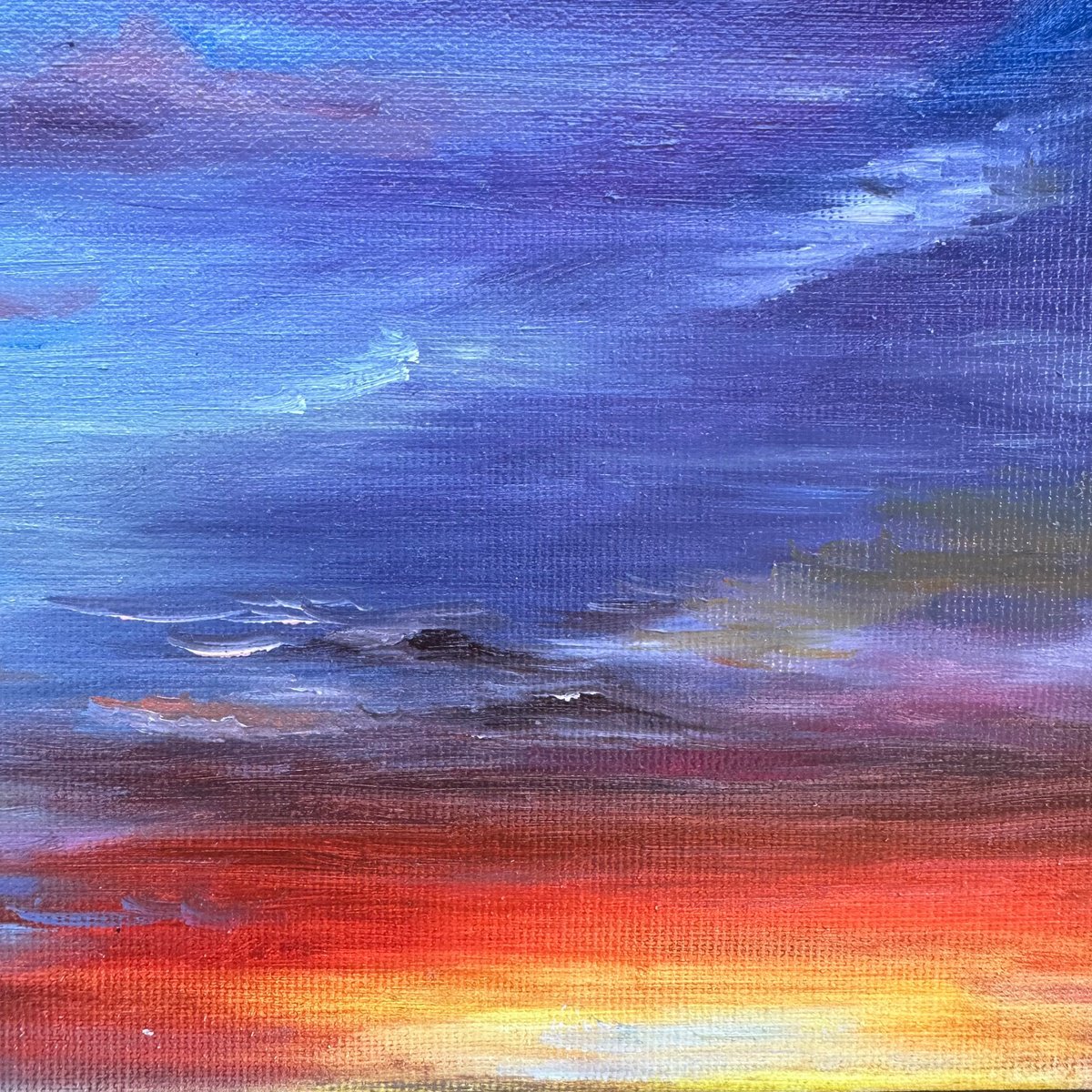 Abstract Landscape Oil Painting By Irina Anis, 12 X 12, Heavenly Accents, Original Artwork