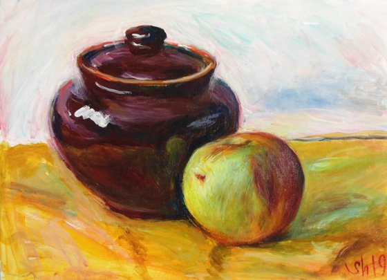 Pot and apple