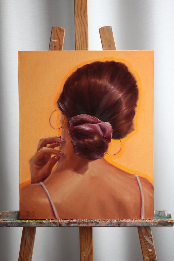 Girl on an orange background