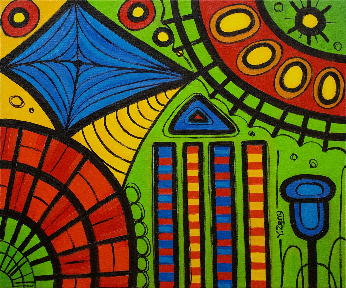 Organic Abstract Oil Painting By Yue Zeng, 25 X 22", Playground Green, Original Artwork