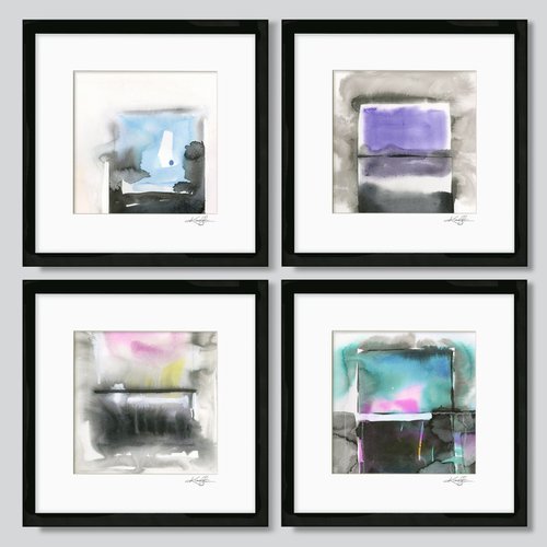 Meditations Collection 10 - 4 Framed Abstract Paintings by Kathy Morton Stanion
