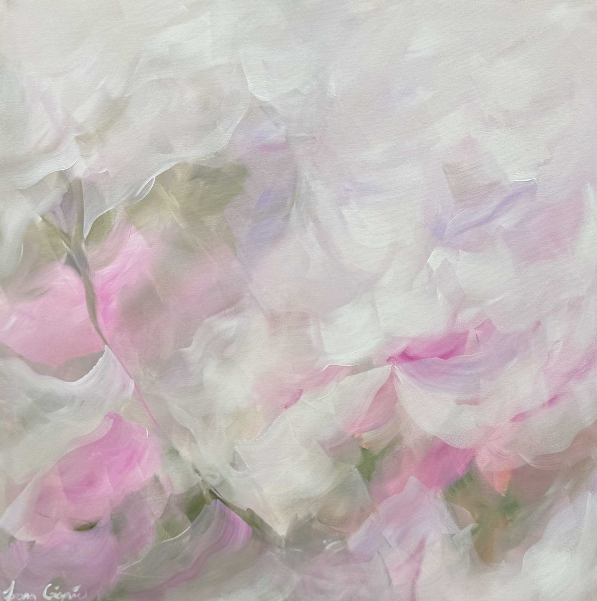 Abstract Botanical Acrylic Painting By Ivana Gigovic, 35 X 35, Spring Delight No 29, Original Artwork