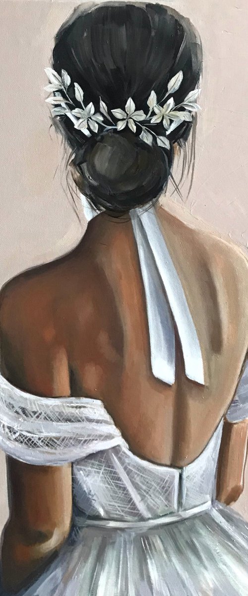 “Isabelle” woman oil painting on canvas by Leysan Khasanova