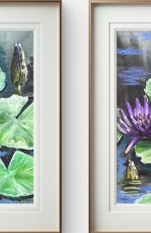 Waterlily Diptych Soft Pastel by Yuliia Sharapova