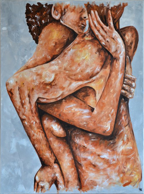 Lovers - Together Forever - XL Original Modern Art Painting on Canvas Ready To Hang by Jakub DK - JAKUB D KRZEWNIAK