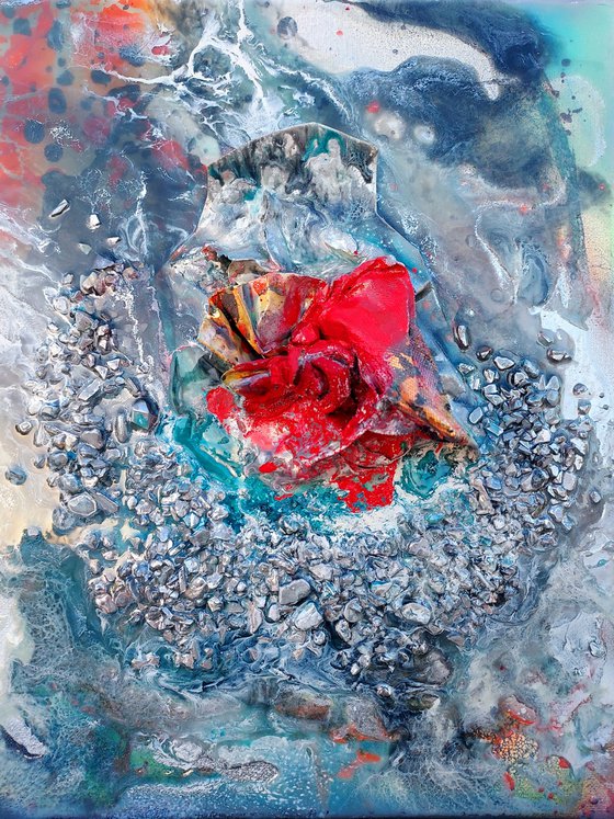 Fire and Ice- Abstract Painting Canvas Original Oil Painting Abstract Art Ocean Art Coastal Decor Resin Art