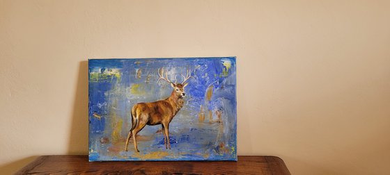 Stag on an abstract background