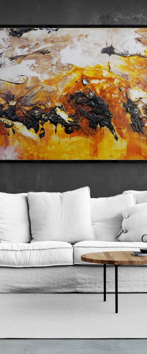 Illicit Sienna 240cm x 100cm Textured Abstract Art by Franko