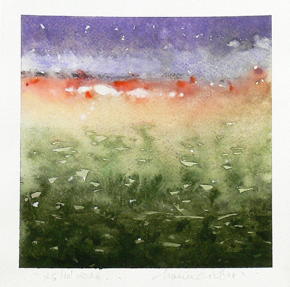 Expressive Abstract Watercolour By Marin Victor, 7 X 7", Abstraction, Watercolor Art., Original Artwork