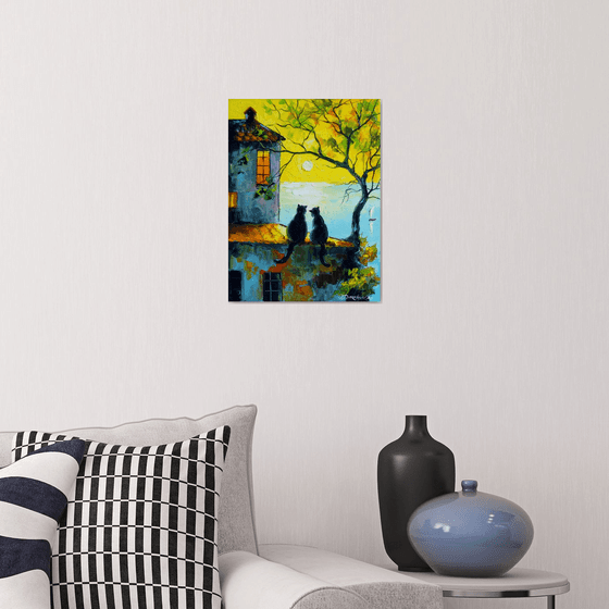 Cats Watching the Sunset Together