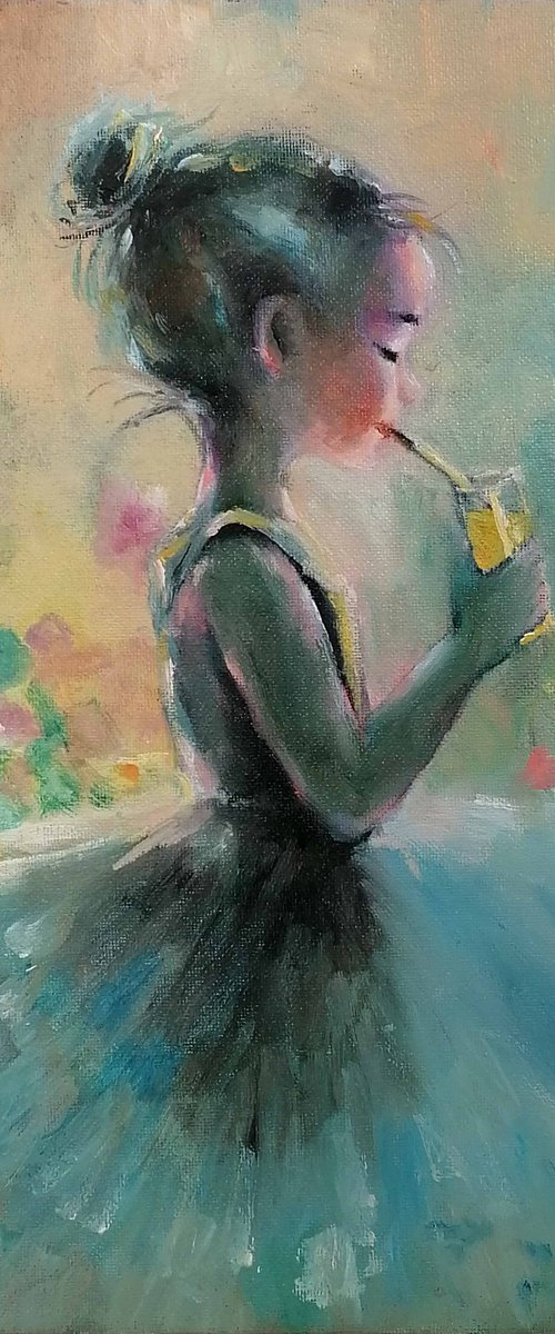 Little Girl Drinking Orange Juice by Susana Z. Harris