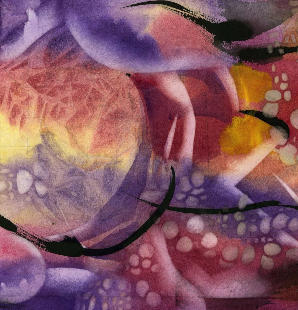 Abstract Landscape Watercolour By Alfred Ng, 12 X 12, Dancing Clouds, Original Artwork