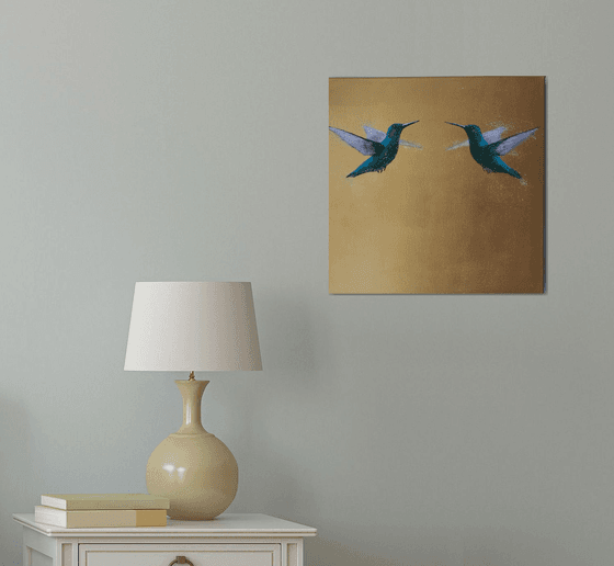 The Two Of Us ~ Hummingbirds on Gold