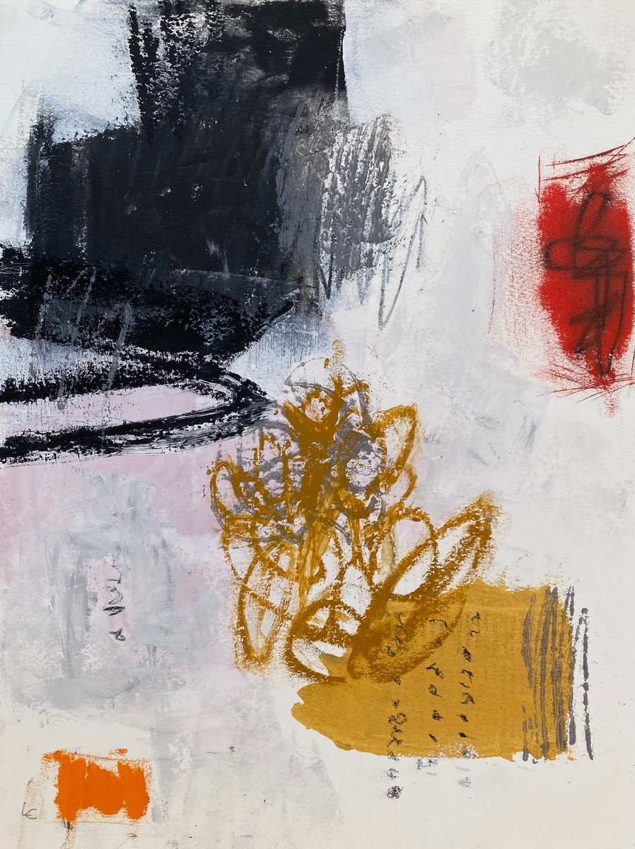 Organic Abstract Oil Painting By Linda Coppens, 12 X 16", Silent Shadows, Hidden Script, Original Artwork