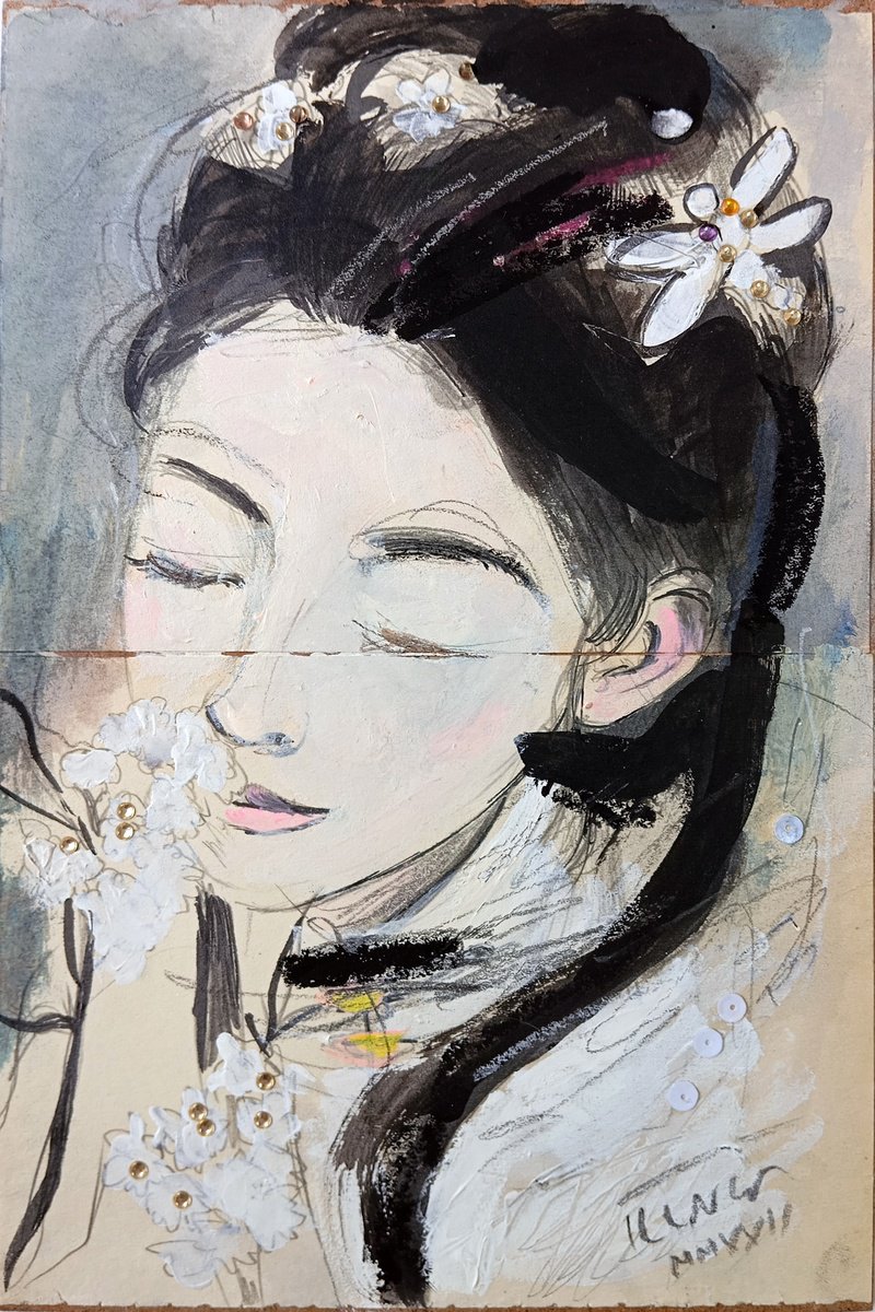Impressionistic Pencil Drawing , Spring Flower (L