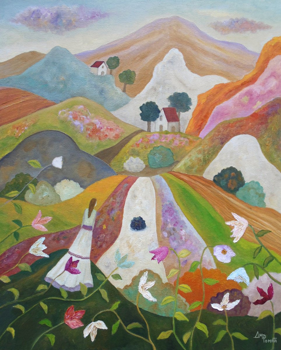 Impressionistic Landscape Oil Painting By Angeles M. Pomata, 15 X 18, Brave New Spring, Original Artwork