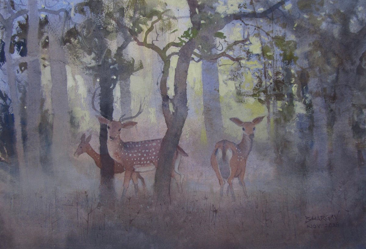 Impressionistic Animal Watercolour By Bhargavkumar Kulkarni, 18 X 12, Wild Life, Original Artwork