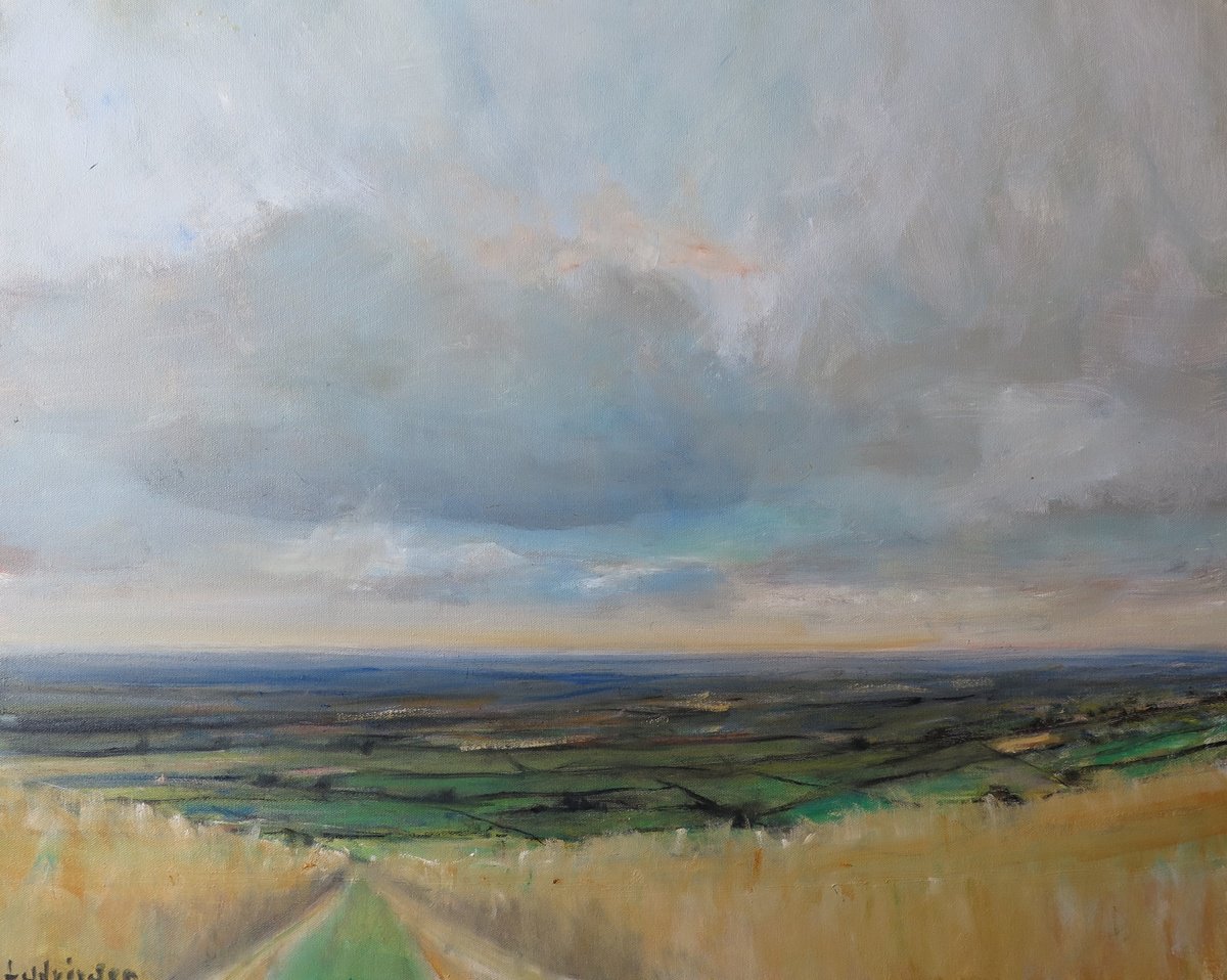 Impressionistic Landscape Oil Painting By Malcolm Ludvigsen, 30 X 24", Yorkshire Wolds, July 22, Original Artwork
