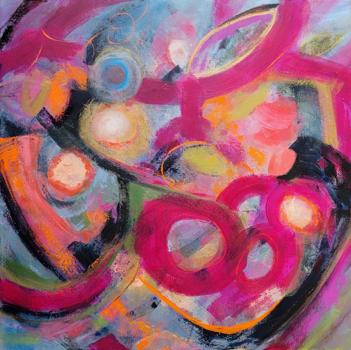 Expressive Abstract Acrylic Painting By Faith Patterson, 30 X 30, Witty Banter, Original Artwork