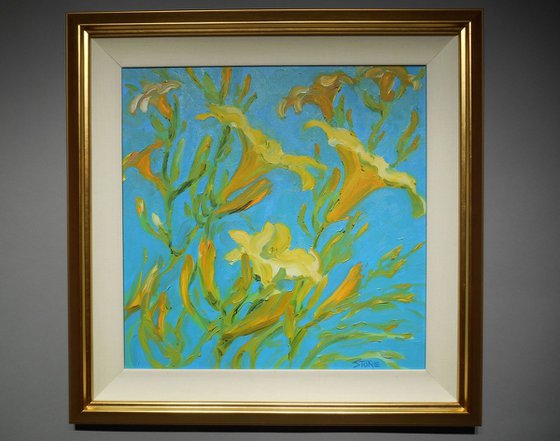 Lilies on Blue