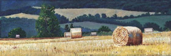 Hay bales on hill