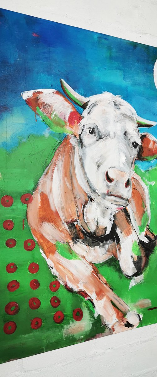 'Q CODED COW' - POP ART COW by Stefanie Rogge