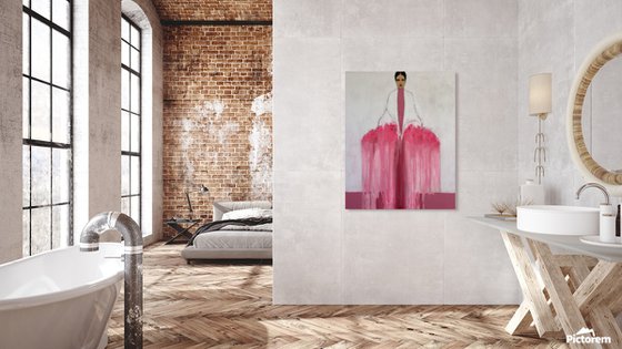 Girl with Flowers III (Pink & White)