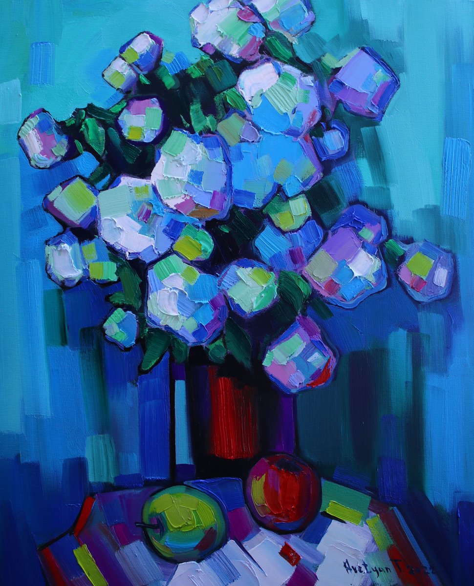 Impressionistic Still Life Oil Painting By Tigran Avetyan, 18 X 22", Flowers, Original Artwork