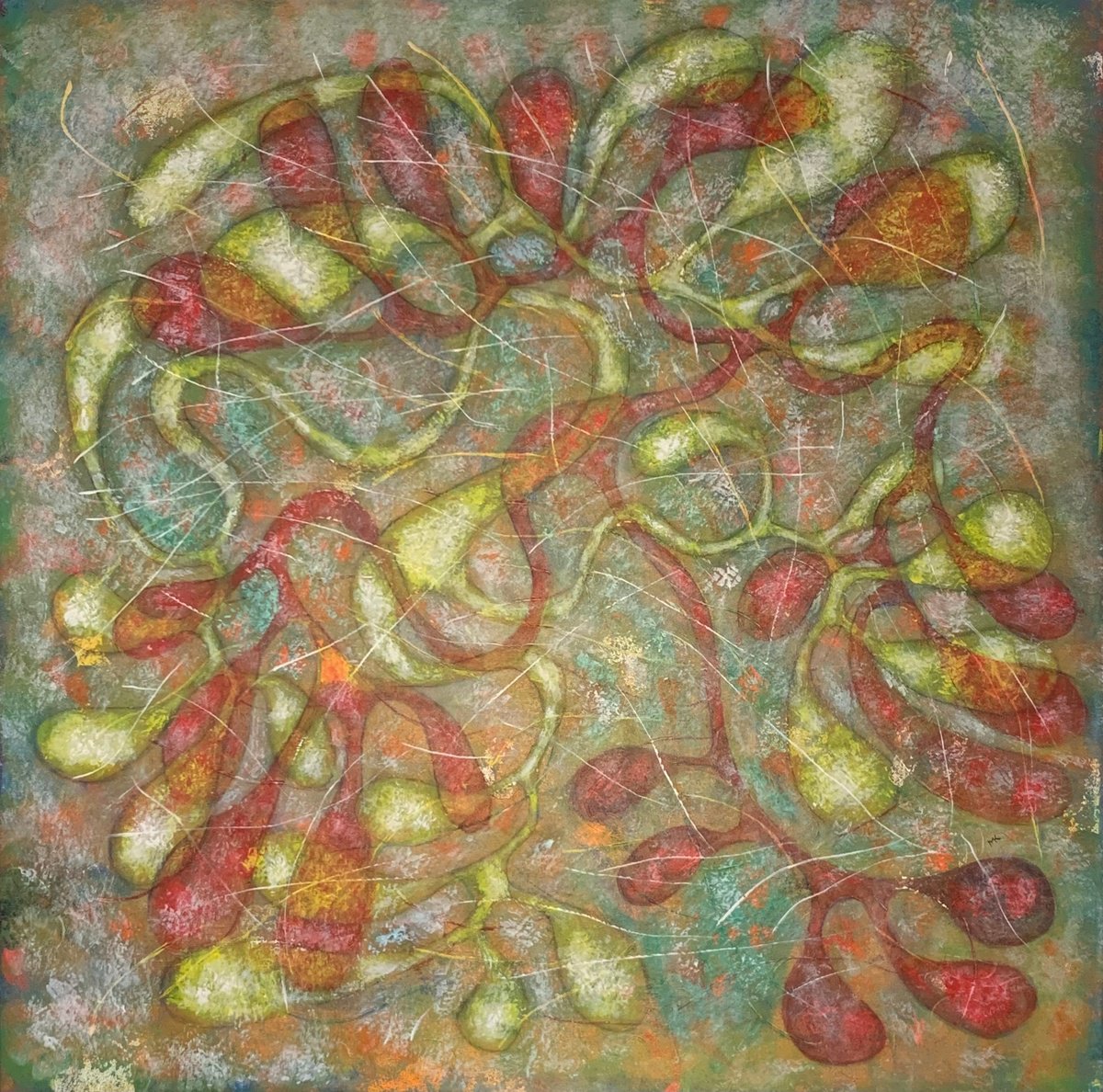 Abstract Acrylic Painting By Maarit Korhonen, 35 X 35", Chant, Original Artwork