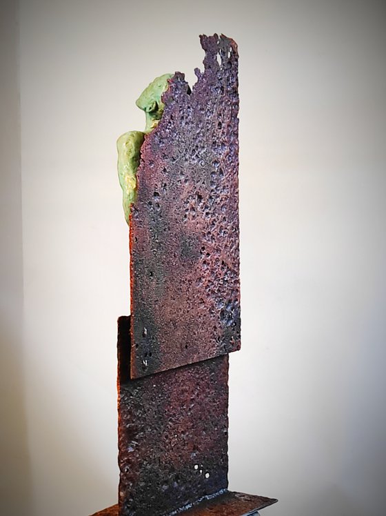 "The Dissenter" Unique mixedmedia sculpture 74x28x20cm.