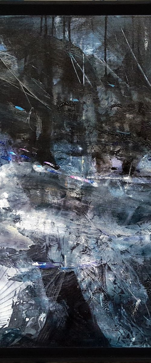 LARGE FRAMED MINDSCAPE DARK BEAUTY ABSTRACT MELANCHOLIA INSIDE OF AN ETERNITY NIGHT BY O KLOSKA by Kloska Ovidiu