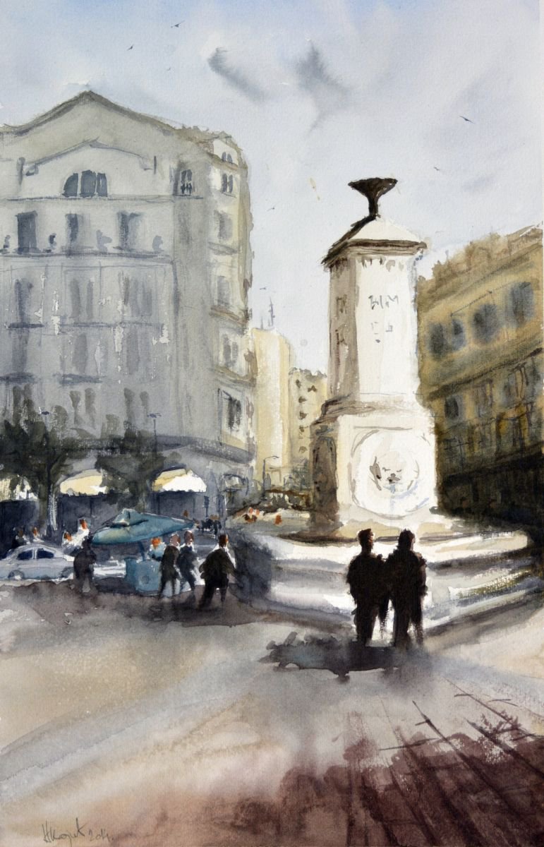 Terazije, Belgrade - original watercolor painting by Nenad Kojic by Nenad Kojic watercolorist