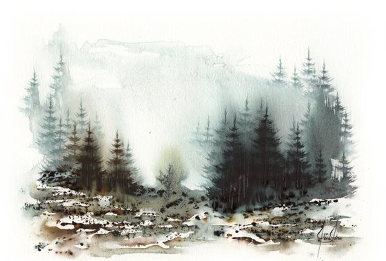 Places XXXIII - Watercolor Pine Forest