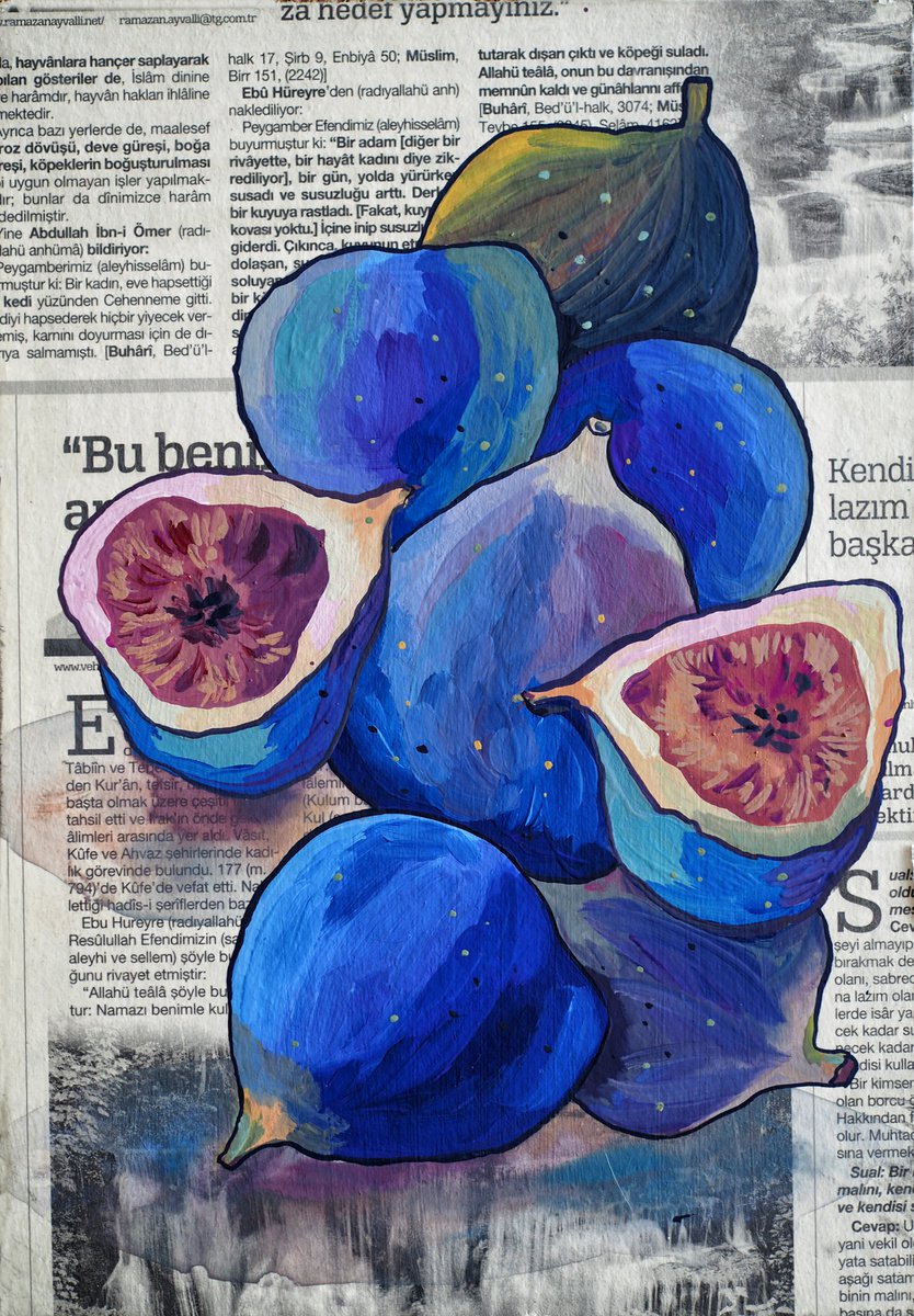 Figs on newspaper by Delnara El