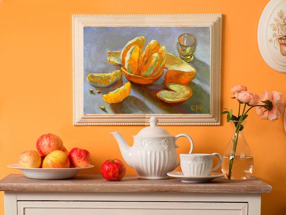 Orange (from the series "Citrus fruits on a blue background")