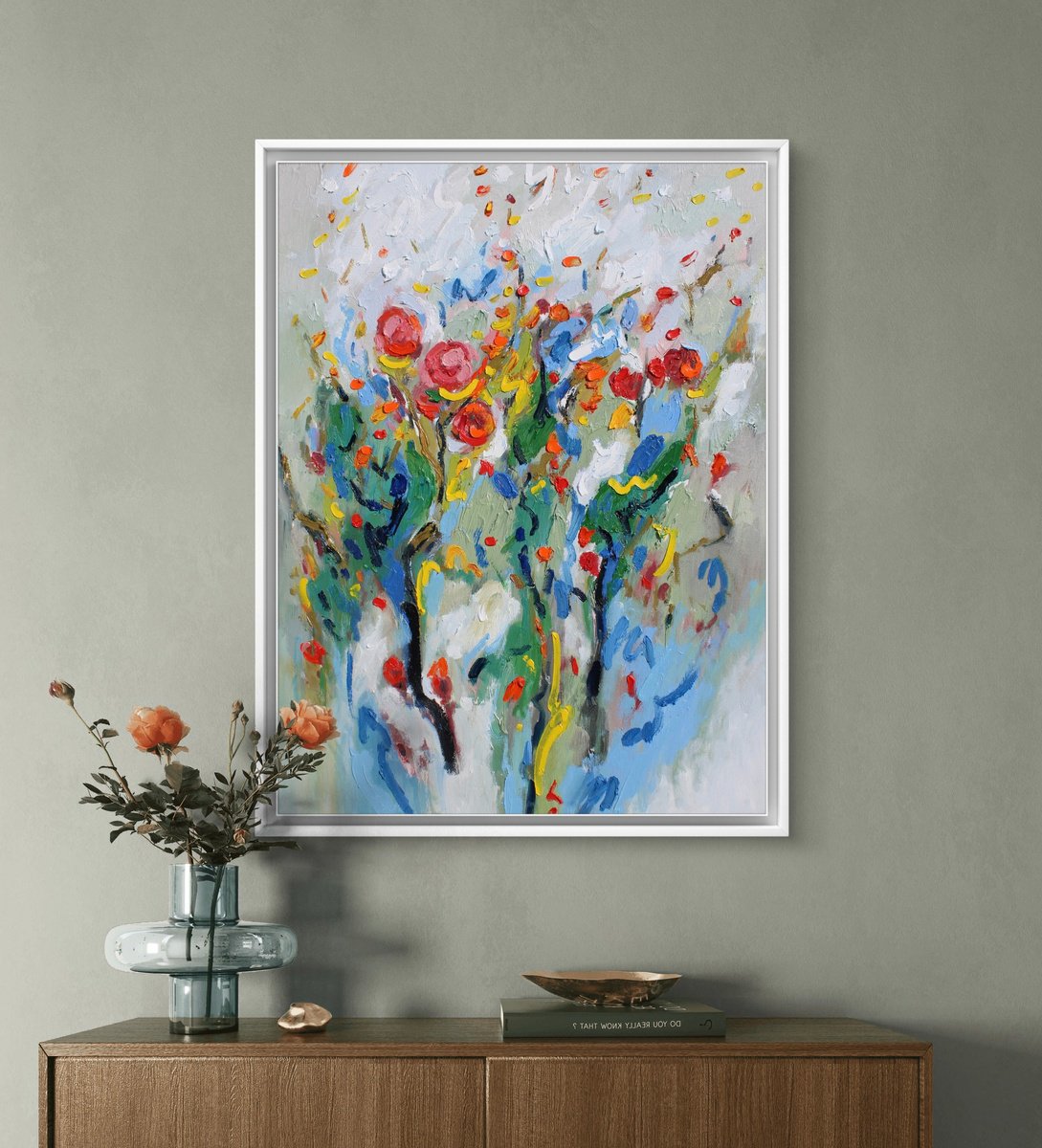 Organic Botanical Oil Painting By Athaang Art, 30 X 40, Beauty Of Wildflowers, Original Artwork