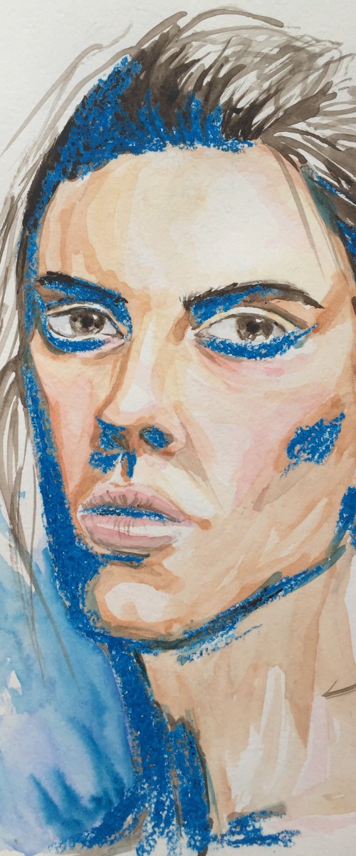 Watercolor portrait. Human watercolor painting. 21x30cm by Tatiana Myreeva
