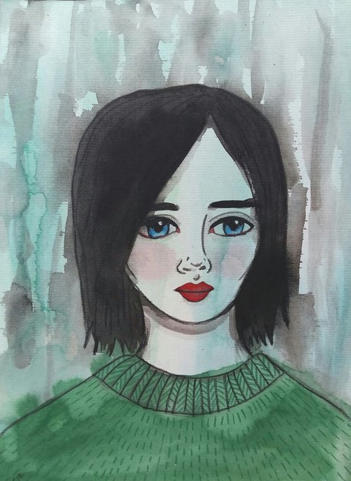 Portrait with Green Jumper by Kitty  Cooper
