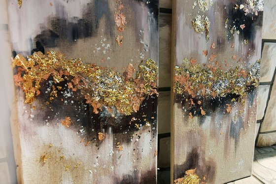 Abstract painting, Gold Wall decor