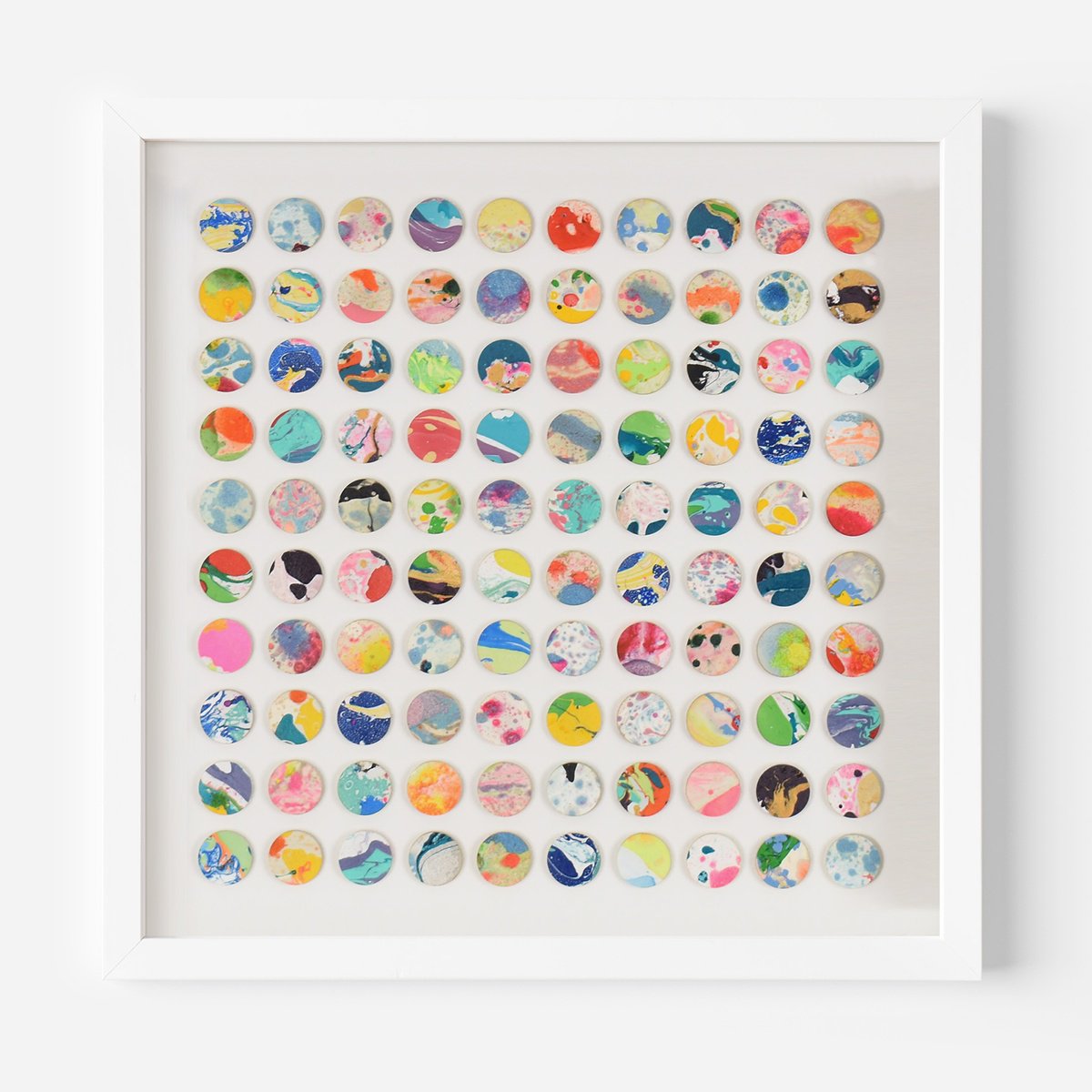 Geometric Abstract Painting By Amelia Coward, 11 X 11, Marble Dots, Original Artwork