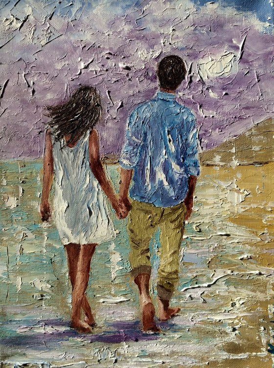 Always together. Palette knife texture artwork