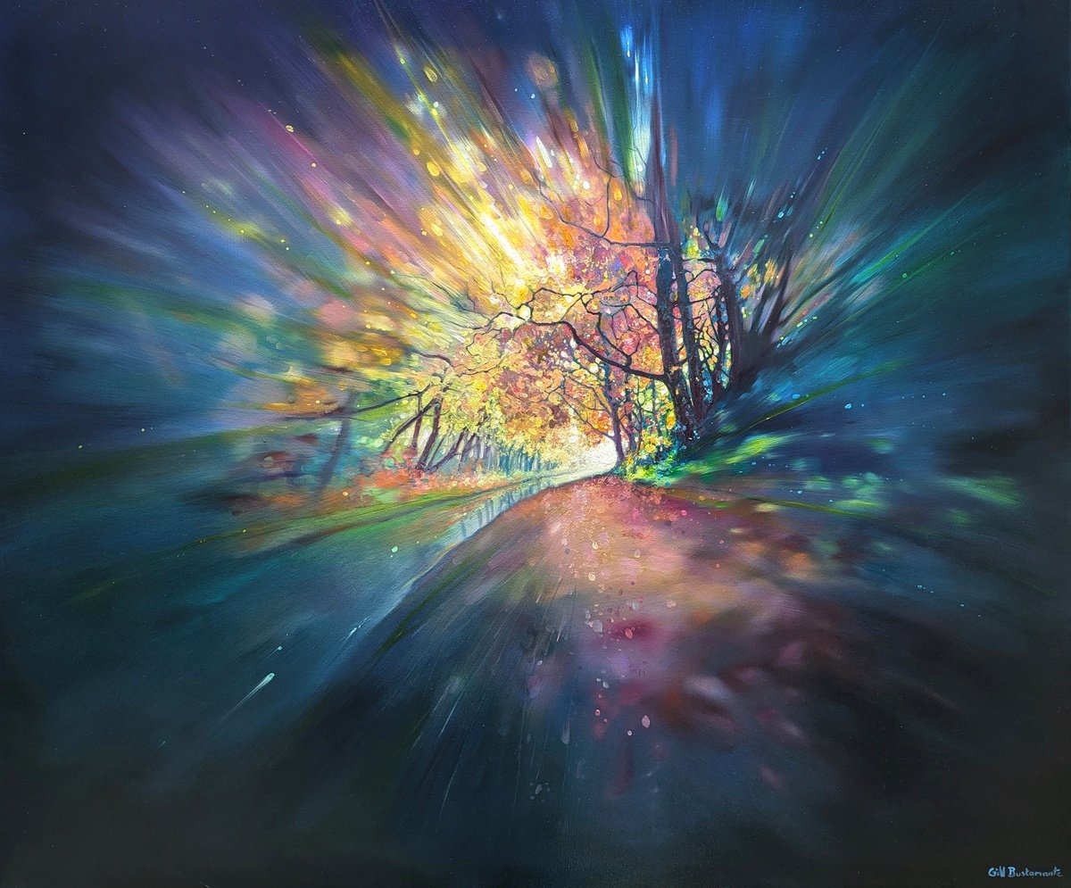 Abstract Landscape Oil Painting By Gill Bustamante, 36 X 30, Journeys End, Original Artwork