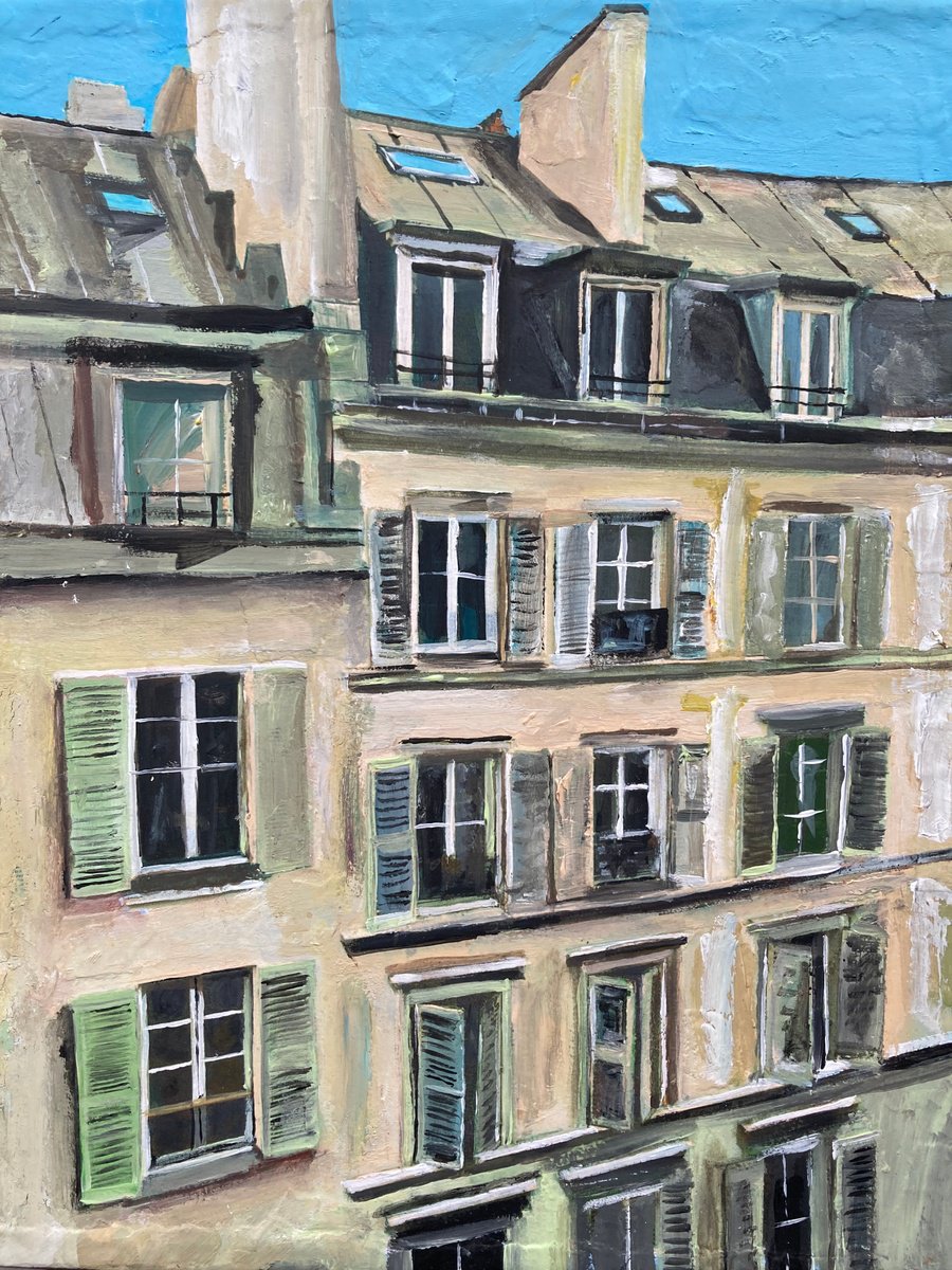 Photorealistic Cityscapes Acrylic Painting By Andrew Reid Wildman, 10 X 12, Buildings In Montmartre, Paris, Original Artwork