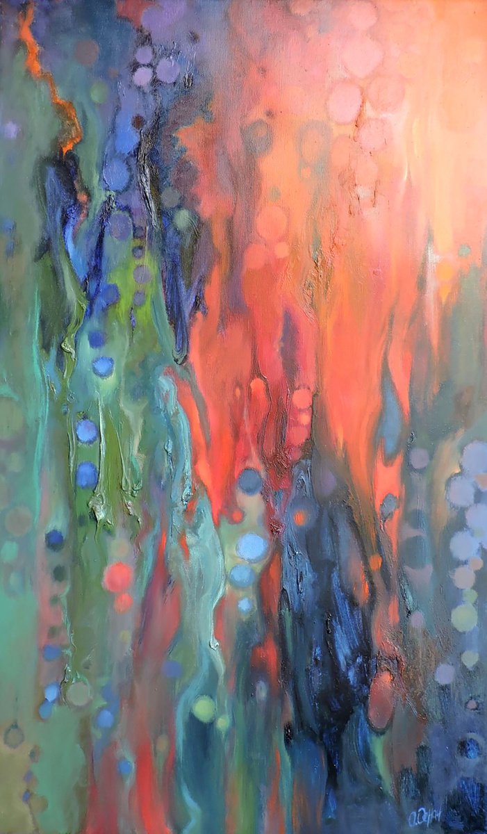 Impressionistic Abstract Oil Painting By Procach Olesia, 24 X 39", Current, Original Artwork